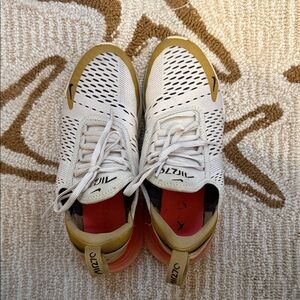 Nike White and Gold Women's Sneakers